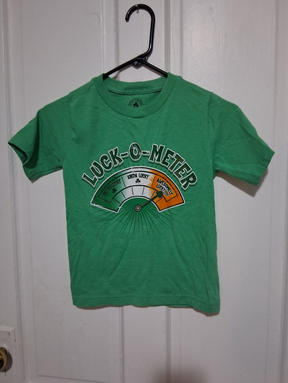Boys St Patricks Day Luck-O-Meter Kids Shirt Size  S (6-7)